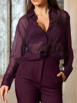 Bluse & Tunika^Lise Charmel Seidenvoile Hemdbluse VARIATIONS DESIR von schwarz oder lila