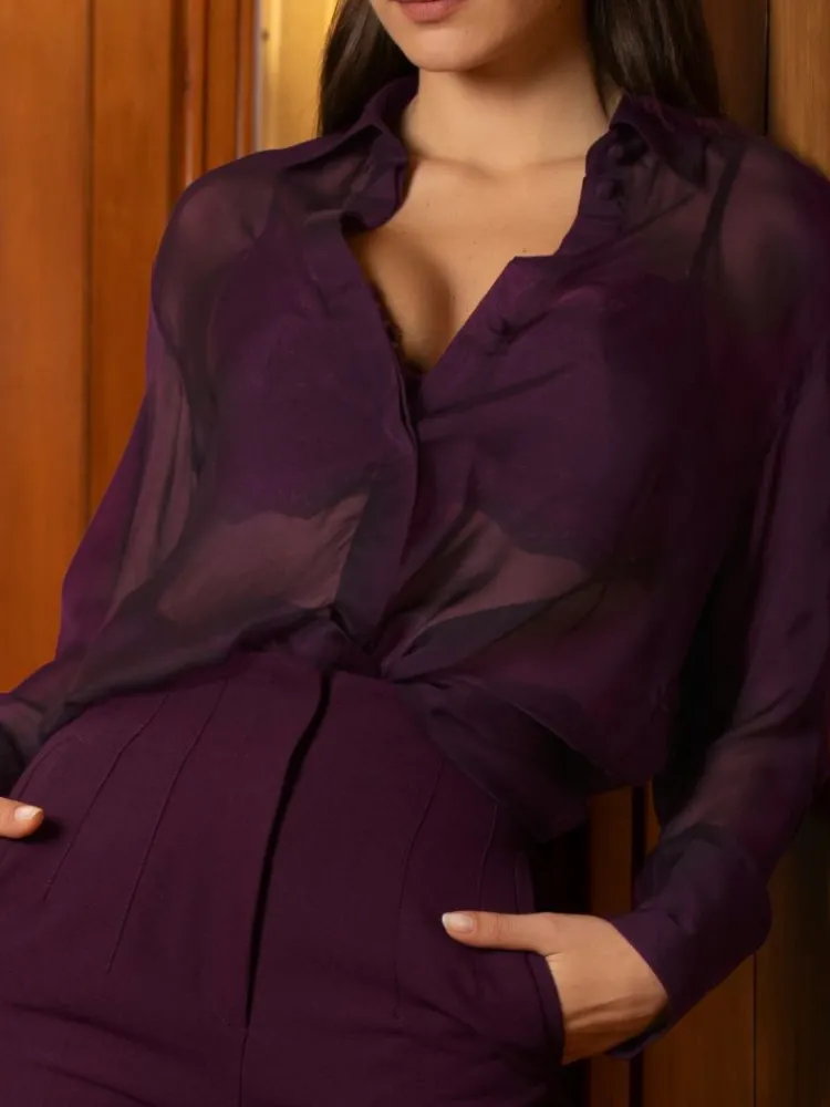 Bluse & Tunika^Lise Charmel Seidenvoile Hemdbluse VARIATIONS DESIR von schwarz oder lila