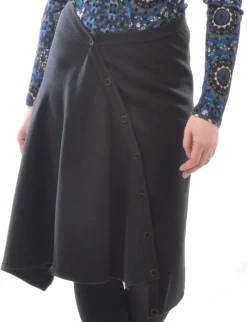 Kleider^Alkena Seide-Wolle ROCK mit Knöpfen von schwarz