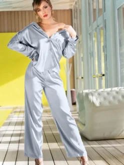 Seidenpyjama^Cotton Club Seta Superior Pyjama mit Seide GLORIOVANI 2tlg. von