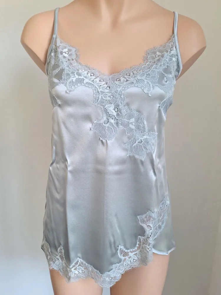 Tops Mit Spitze|Spaghettiträger Tops^Cotton Club Seta Superior Top PRIMARIO aus Satin mit Seide von