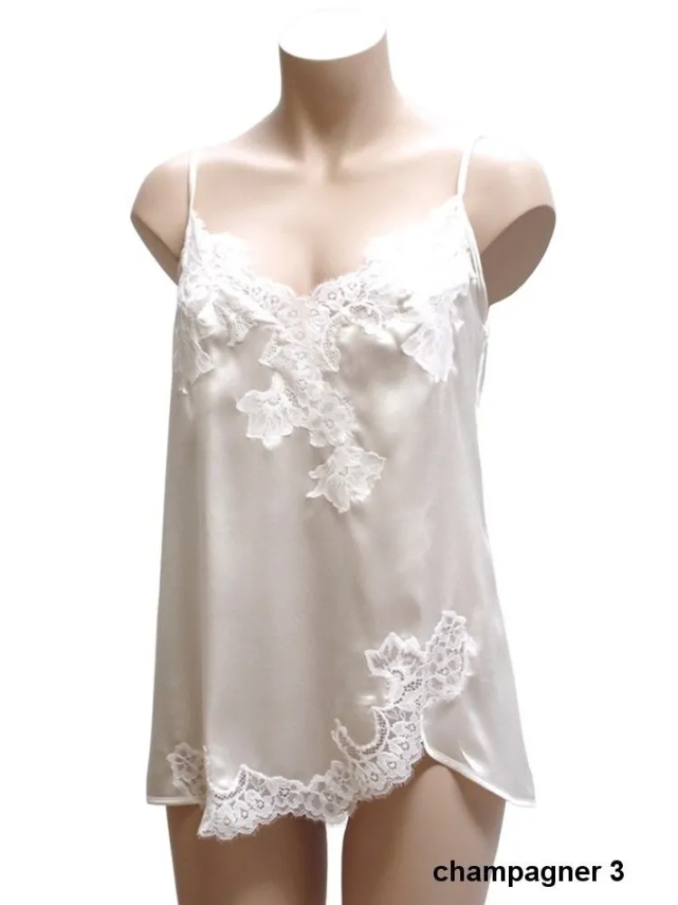 Tops Mit Spitze|Spaghettiträger Tops^Cotton Club Seta Superior Trägertop mit Seide PRIMARIO exklusiv by