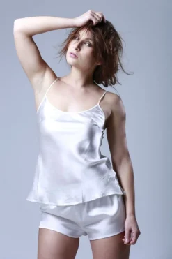 Mit Seidensatin|Alle Unterteile^Gattina Shorts Stretchseide SEDUZIONE DI SETA schwarz oder silber Dessous