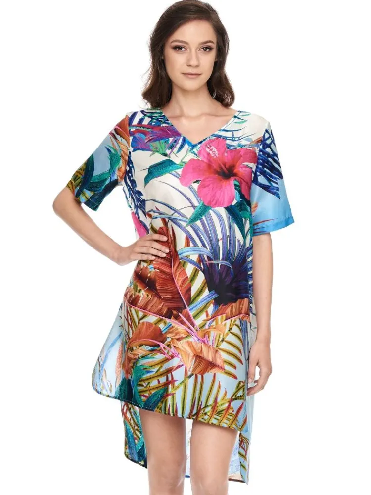 Strandkleider & Sommerkleider|Kaftane^Gattina Sleepshirt Baumwolle mit Seide LIV weiß bunt von