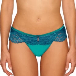 Alle Slips|Alle Unterteile^Millesia Slip ADRIANA von mit Seide türkisblau oder gold-sand farben mit Spitze