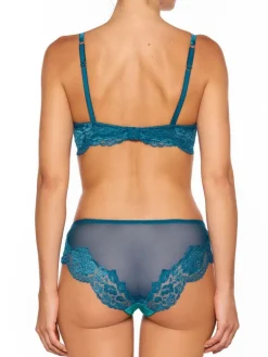 Alle Slips|Alle Unterteile^Millesia Slip ADRIANA von mit Seide türkisblau oder gold-sand farben mit Spitze