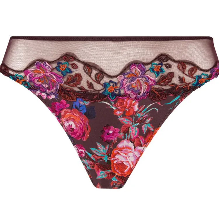 Alle Slips^Lise Charmel Slip AVEU EN FLEURS mit Seide von dunkles Violett mit Blumenmuster