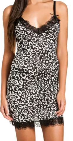 Edle Nachthemden^Gattina Sommer Nachthemd MACAU Modal mit Seide schwarz-weiß