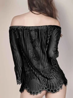 Tops Mit Spitze|Shirt Mit Spitze^Escora Spitze Carmen Shirt JOSEPHINE von schwarz oder altrosa