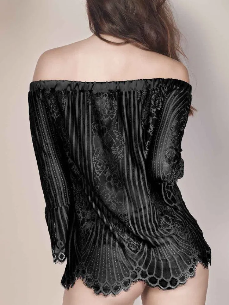 Tops Mit Spitze|Shirt Mit Spitze^Escora Spitze Carmen Shirt JOSEPHINE von schwarz oder altrosa