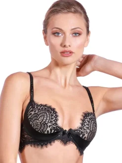 Alle Bhs^Prelude Spitze Push Up BH BLACK SWAN von Milano rot und schwarz
