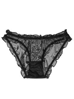 Alle Slips^Cadolle Spitze Slip MIMI COEUR schwarz von schwarz mit Blumenmuster