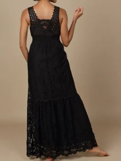 Strandkleider & Sommerkleider|Freizeit- & Reisekleidung^Marjolaine Spitze Sommerkleid GITANE von mit Baumwolle schwarz