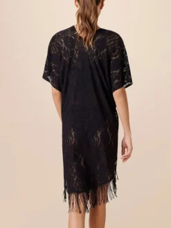 Strandkleider & Sommerkleider|Kaftan, Tunika & Pareo^Pain de Sucre Spitze Strandtunika JESSE 20 von weiß mit Fransensaum