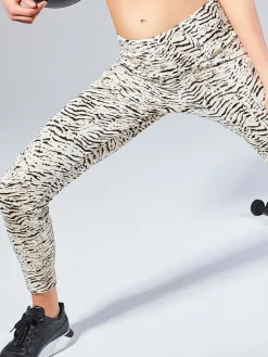 Leggings^Fu00fcrstenberg Sport Leggings ECRU mit Tiger-Print von Fürstenberg creme-schwarz mit Tigerprint