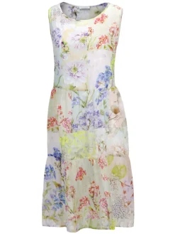 Strandkleider & Sommerkleider|Kleider^Eva B. Bitzer Strandkleid Batist PALERMO blau-grün von hellblau und limettegrün mit Blumenmuster bedruckt