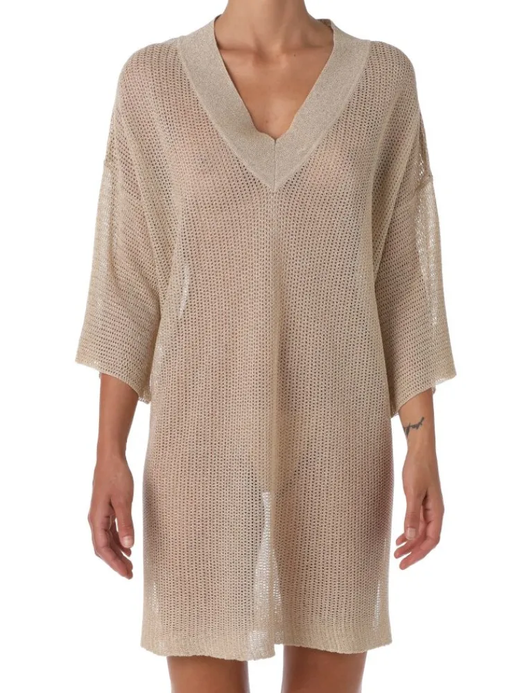 Strandkleider & Sommerkleider|Kaftan, Tunika & Pareo^Ritratti Strandkleid LIPARI in gold von Mare gold mit glitzer