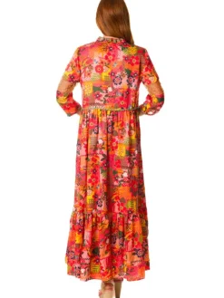 Strandkleider & Sommerkleider|Kleider^Laetitia Beachwear Strandkleid mit Seide KATE rot-bunt von rot-bunt mit Häkel Applikationen