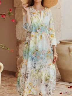 Strandkleider & Sommerkleider^Eva B. Bitzer Strandkleid PANAREA limette-türkis von limette-türkis bedruckt