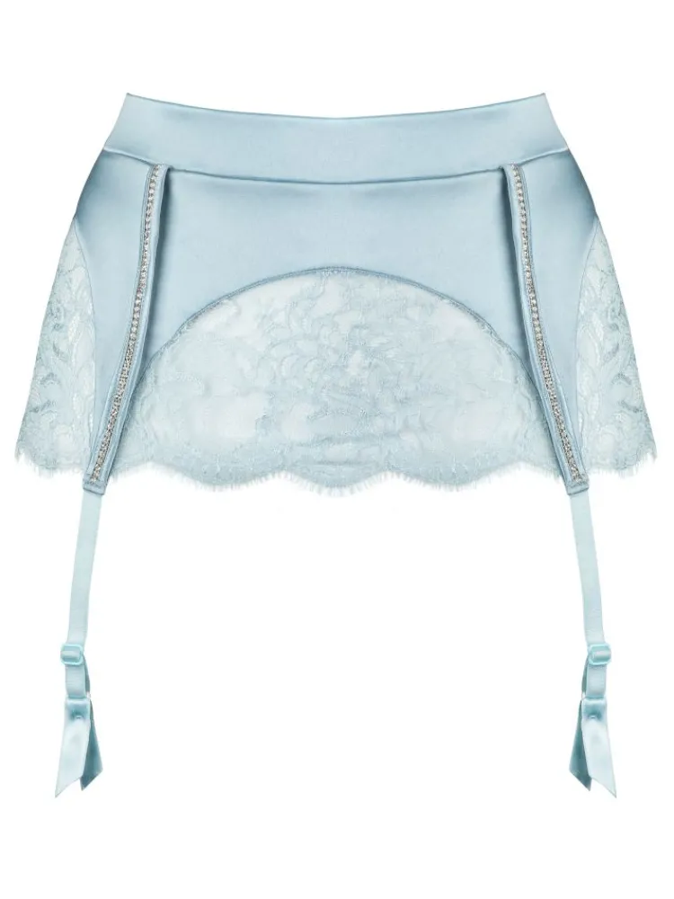 Alle Strapse^Prelude Strapsgürtel VALSE CRYSTAL mit Schmucksteinchen von Milano eisblau und schwarz