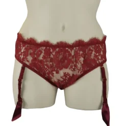 Alle Strapse|Alle Slips^Shell Belle Couture Straps-Slip TEASE SUSPENDER BRIEF von schwarz oder dahlia-rot