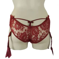 Alle Strapse|Alle Slips^Shell Belle Couture Straps-Slip TEASE SUSPENDER BRIEF von schwarz oder dahlia-rot
