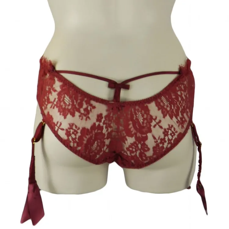 Alle Strapse|Alle Slips^Shell Belle Couture Straps-Slip TEASE SUSPENDER BRIEF von schwarz oder dahlia-rot