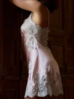 Seidenneglige|Seidennachthemd^Marjolaine Stretchseide Combinette VITA in von zartrosa