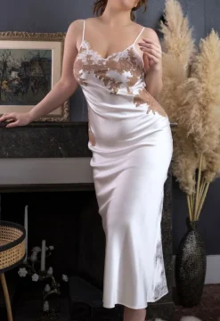 Alle Negligés|Seidenneglige^Marjolaine Stretchseide Luxus Neglige lang NINA von