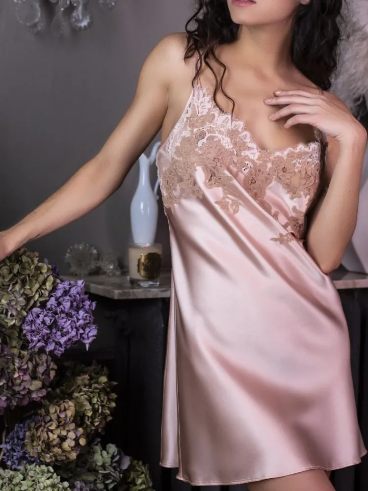 Seidennachthemd^Marjolaine Stretchseide Nachthemd NINA kurz