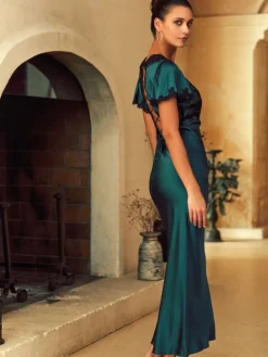 Seidenneglige|Seidennachthemd^Marjolaine Stretchseide Nachtkleid lang REINE No. 3 mit Spitze von naturweiss oder petrolgrün mit schwarz