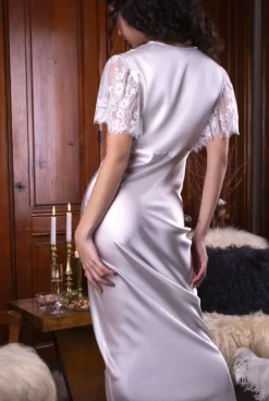 Seidenneglige|Seidennachthemd^Marjolaine Stretchseide Nachtkleid lang NINA von