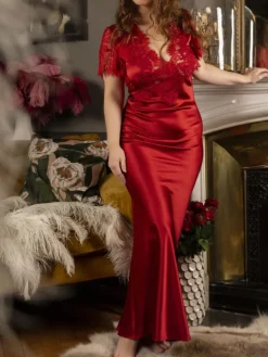 Seidenneglige|Seidennachthemd^Marjolaine Stretchseide Nachtkleid lang NINA von