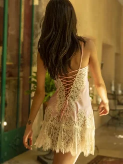 Seidenneglige|Seidennachthemd^Marjolaine Stretchseide Nuisette RUBY von