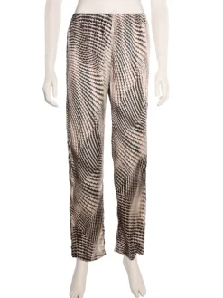 Lounge-Wear|Alle Unterteile^Gattina Stretchseide Pyjama- Hose BOA schwarz-weiß von schwarz-weiß mit kastanienbraun