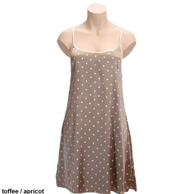 Seidennachthemd^Gattina Stretchseide Spaghettiträger-Nachthemd MIO CUORE kurz schwarz / gold oder toffee / apricot