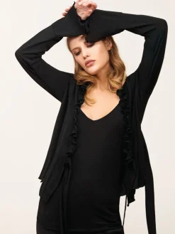 Lounge-Wear|Langarm^Chiara Fiorini Strickjäckchen von mit Wolle schwarz