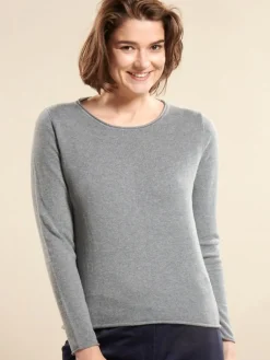 Lounge-Wear|Langarm^Kokon Zwo Strickpullover No. 2 Bio Baumwolle mit Kaschmir von indigoblau oder dunkelgrau