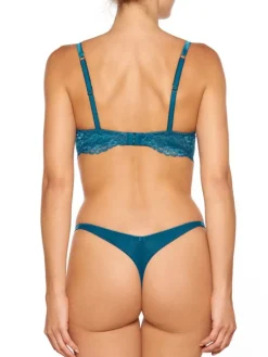 Alle Strings|Alle Unterteile^Millesia String ADRIANA von mit Seide türkisblau oder gold-sand farben mit Spitze