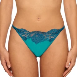 Alle Strings|Alle Unterteile^Millesia String ADRIANA von mit Spitze und Seide türkisblau oder gold-sand farben mit Spitze