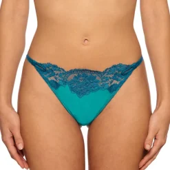 Alle Strings|Alle Unterteile^Millesia String ADRIANA von mit Spitze und Seide türkisblau oder gold-sand farben mit Spitze