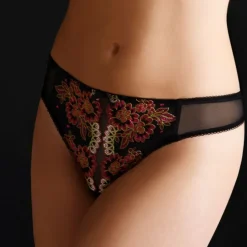 Alle Strings^Millesia String aus Spitze NEW DIAMOND von Blumenmuster schwarz/pink oder navy-blau