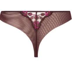 Alle Strings^Lise Charmel String AVEU EN FLEURS mit Seide und Spitze von dunkles Violett mit Blumenmuster