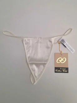 Alle Strings|Alle Unterteile^Cotton Club String AVORIO mit Seide von