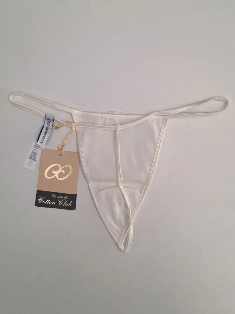 Alle Strings|Alle Unterteile^Cotton Club String AVORIO mit Seide von