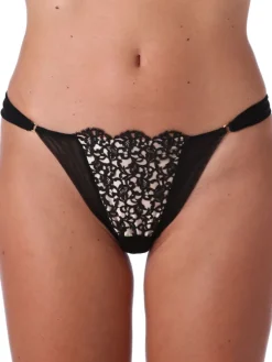 Alle Strings|Alle Slips^Ritratti String Tanga NICOLE in schwarz von schwarz mit Spitze