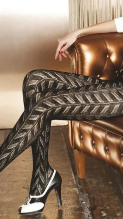 Strumpfhosen^Trasparenze Strumpfhose ACQUAMARINA Häkel-Look von mit Wolle wollweiß oder braun