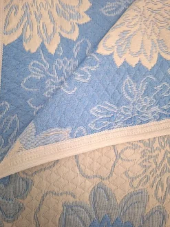 Matratzenschoner|Spannbettlaken & Betttücher^Webschatz Tagesdecke oder Kissenbezug Blütentraum von bleu oder himbeer mit cremeweiss