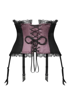 Alle Corsagen^Cadolle Taillen-Korsett RAJA SOIE TOURBE violett-schwarz von mit Seide violett mit schwarz