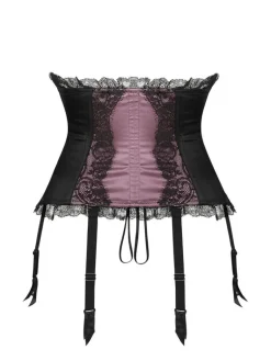 Alle Corsagen^Cadolle Taillen-Korsett RAJA SOIE TOURBE violett-schwarz von mit Seide violett mit schwarz